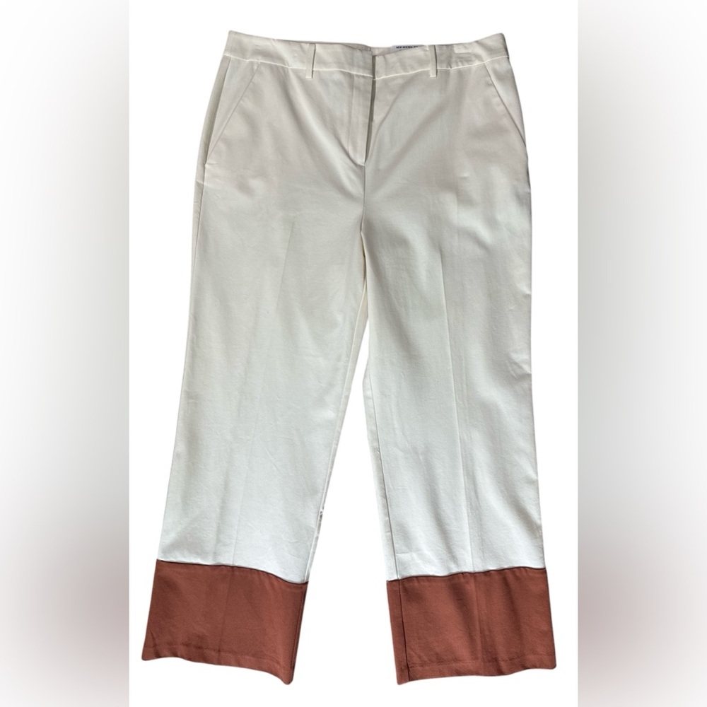 New With Tags—ALFANI Straight “Antique White” and Brown Pants—Size 14